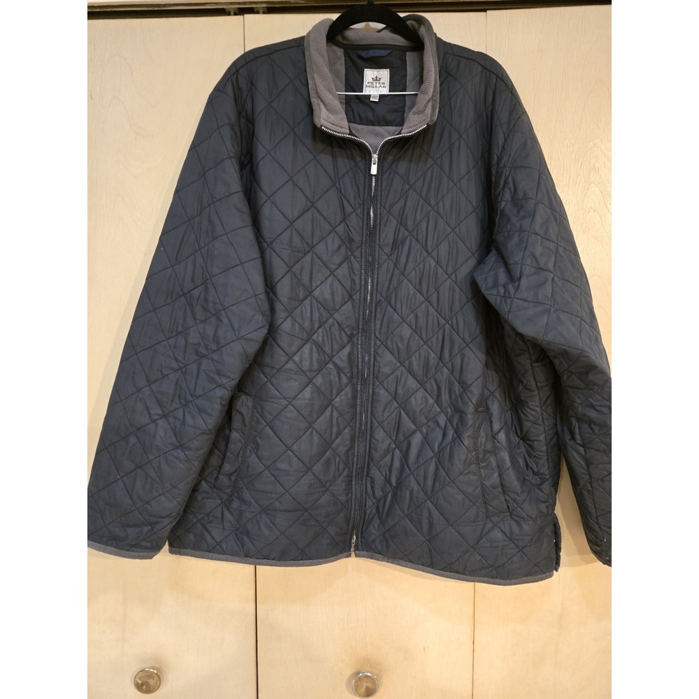 PETER MILLAR Suffolk Quilted Jacket Mens XXL Gray Full Zip Fleece Lined